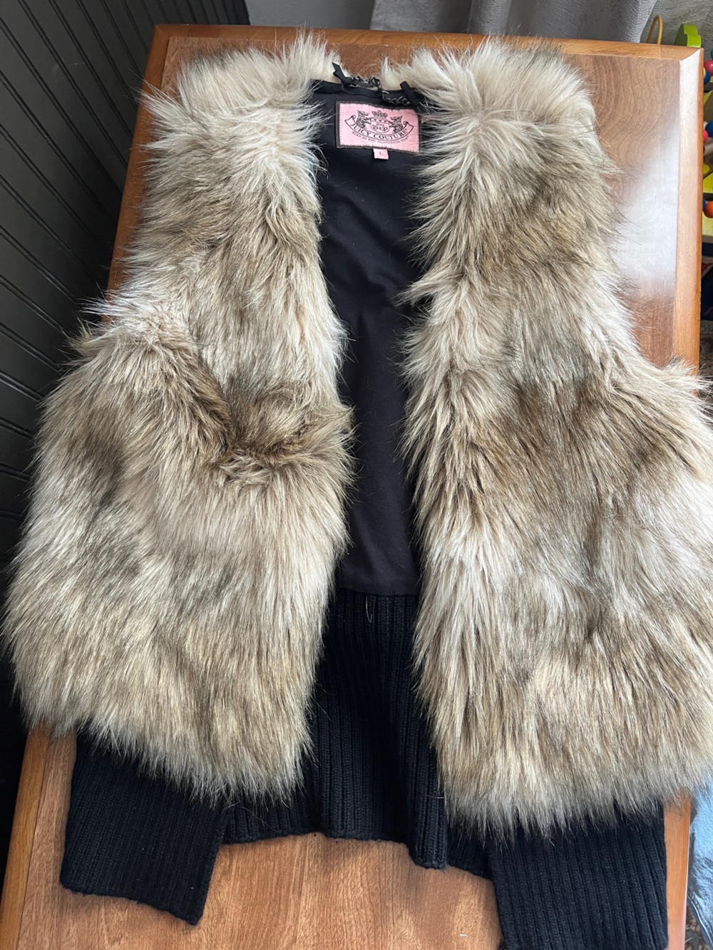 Juicy Couture Faux Fur Teddy Jacket in Natural Beige